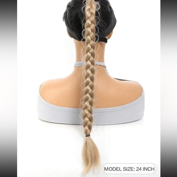 Synthetic Long Twist Braid Ponytail Extensions With Rubber Band 24 Inch Boxing - Picture 2 of 4